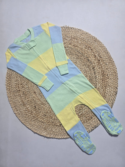 Baby's FS jumpsuit with shoe - gby stripes