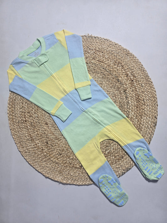 Baby's FS jumpsuit with shoe - gby stripes