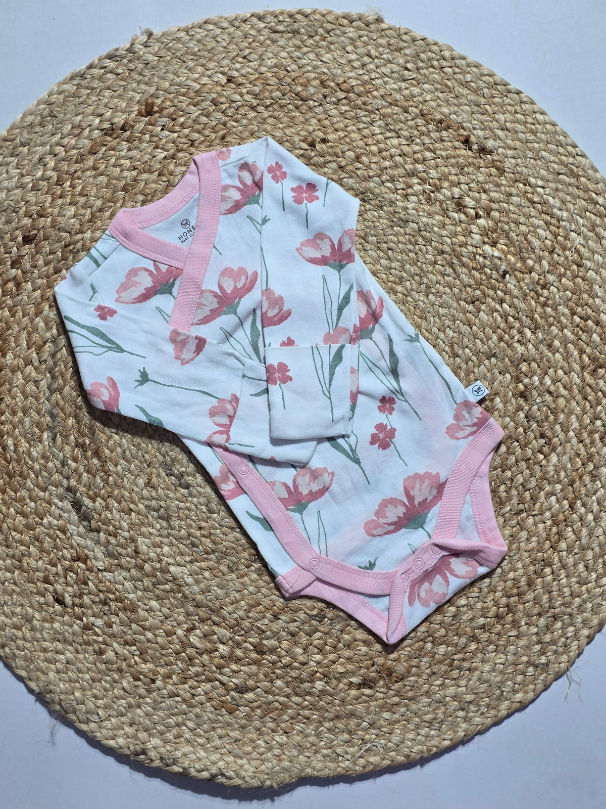 Baby's FS rompers - pink blossom plant