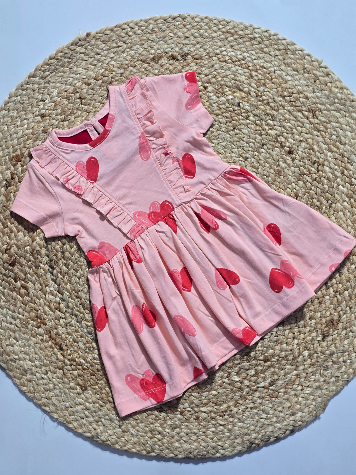 Baby's frock - red hearts