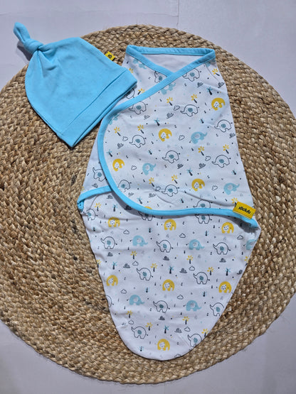 Baby's velcro wrapper with 1 cap – blue