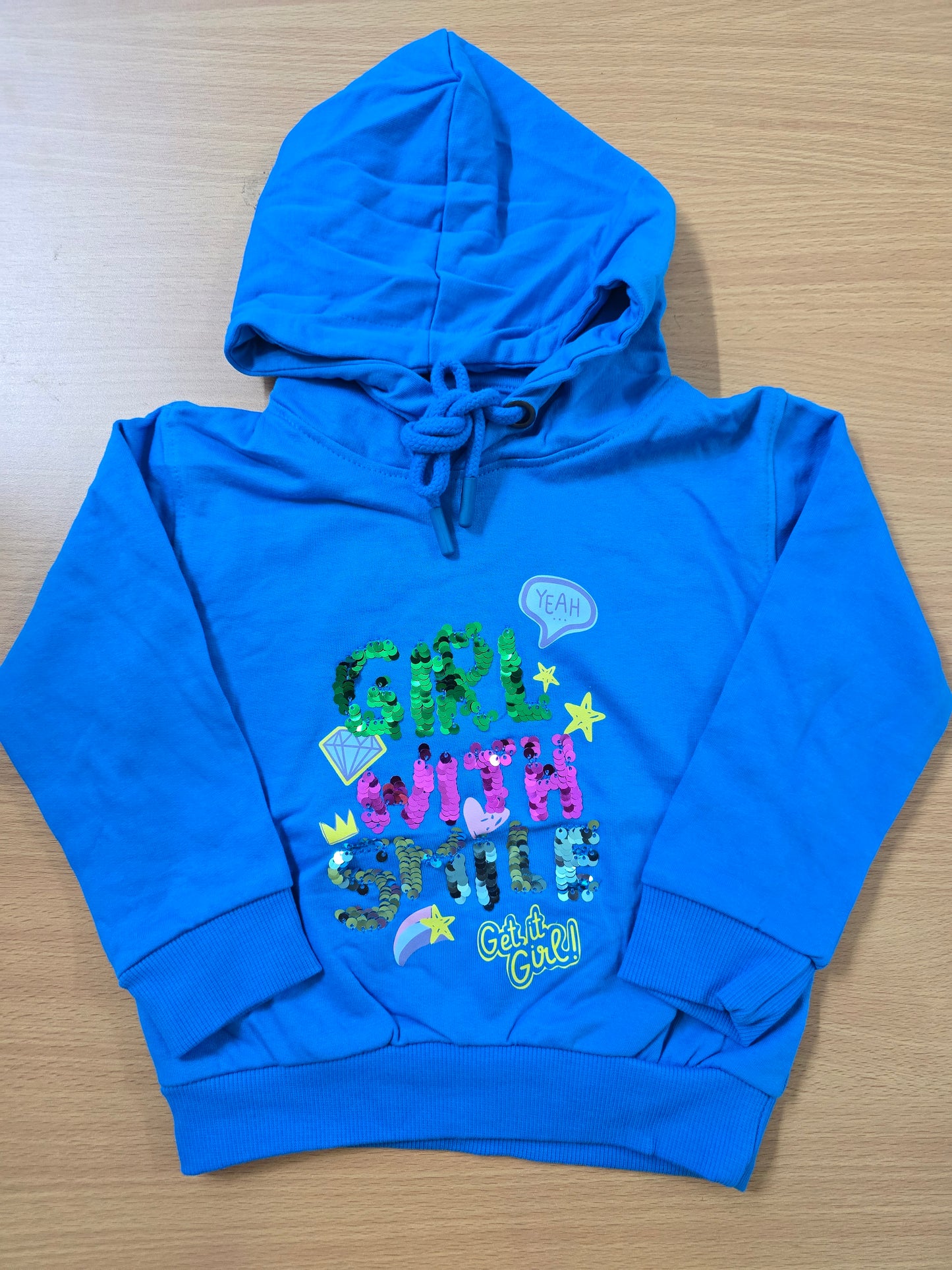 Baby's loop knit hoodie - girl sequence