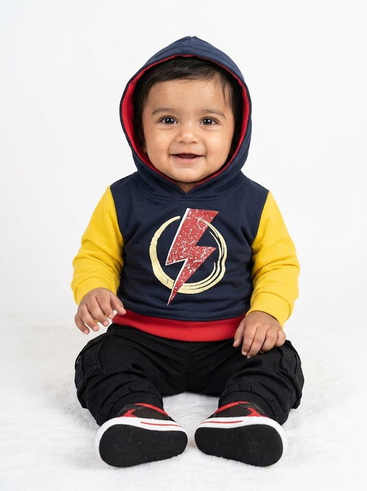 Baby's loop knit hoodie - red thunder