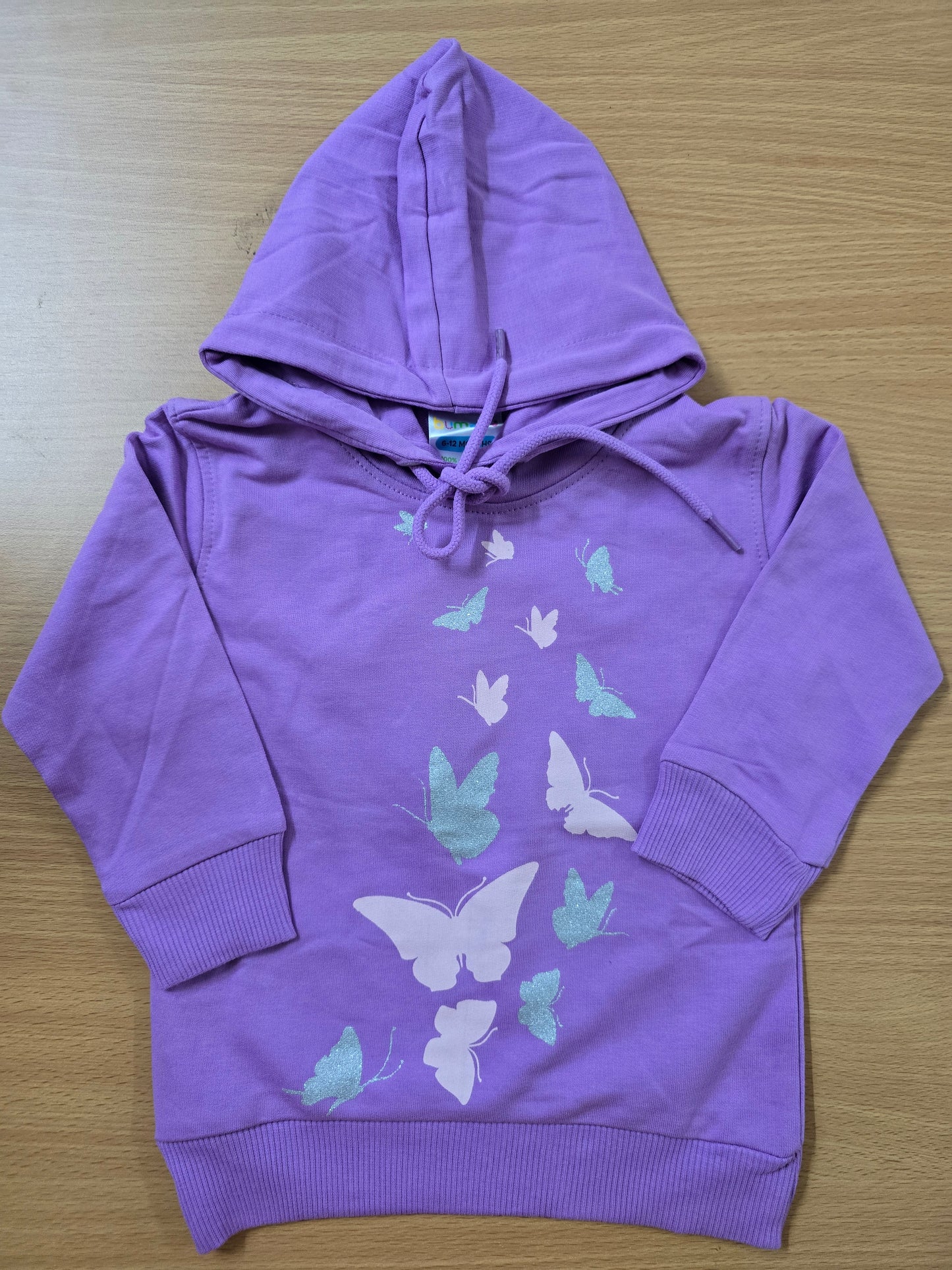 Baby's loop knit hoodie - lav butterfly