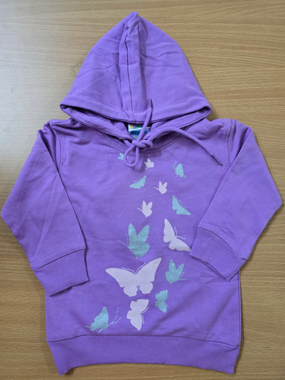 Baby's loop knit hoodie - lav butterfly