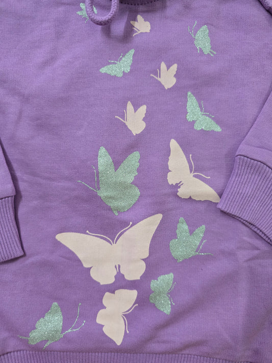 Baby's loop knit hoodie - lav butterfly