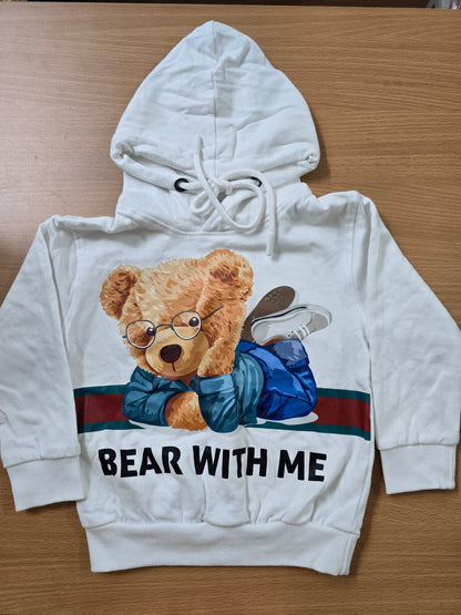 Baby's loop knit hoodie - white bear