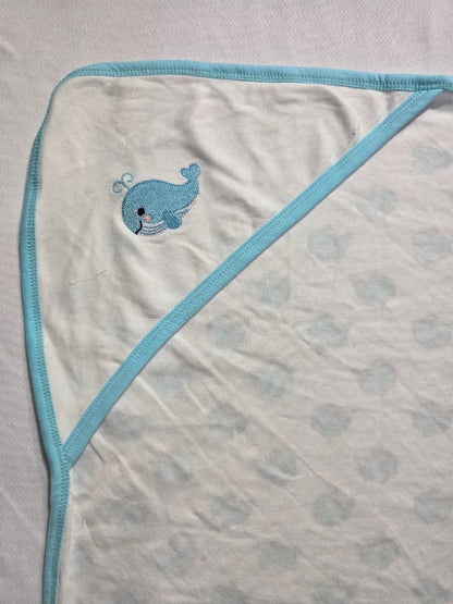 Baby's Hooded wrapper blanket - blue whale