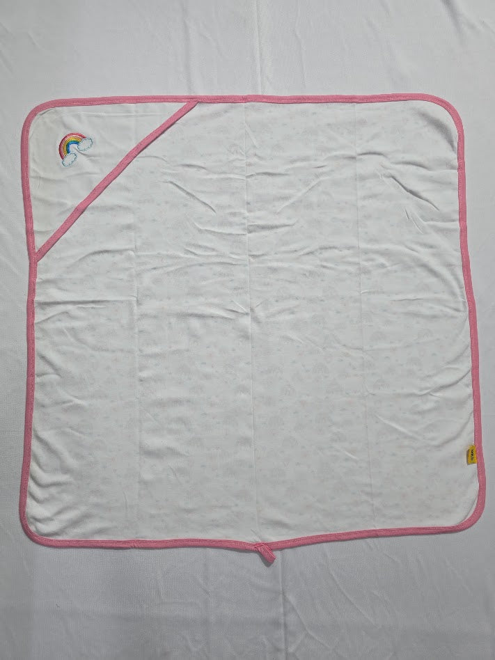 Baby's Hooded wrapper blanket - pink rainbow