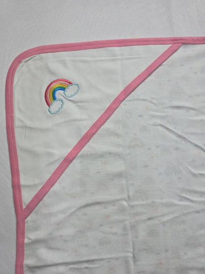 Baby's Hooded wrapper blanket - pink rainbow