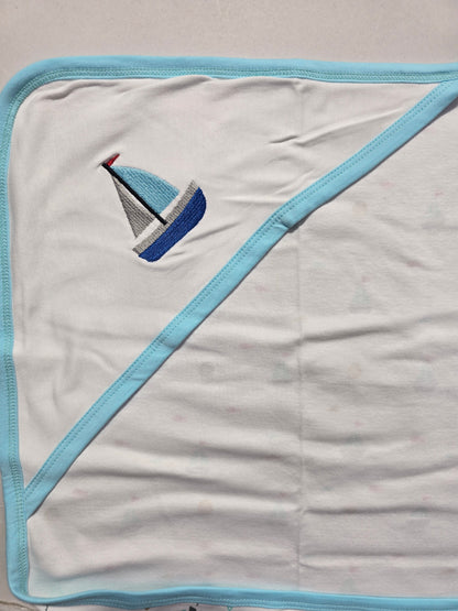 Baby's Hooded blanket - boat