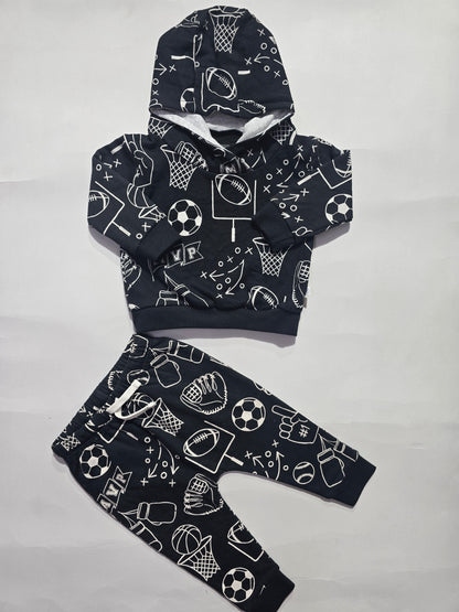 Baby's hoodie loop knit pant set - elements