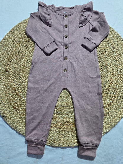 baby's jumpsuit/sleepsuit - frill peach