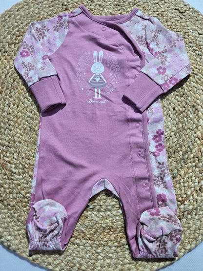 baby's jumpsuit/sleepsuit with shoe - pink bunny