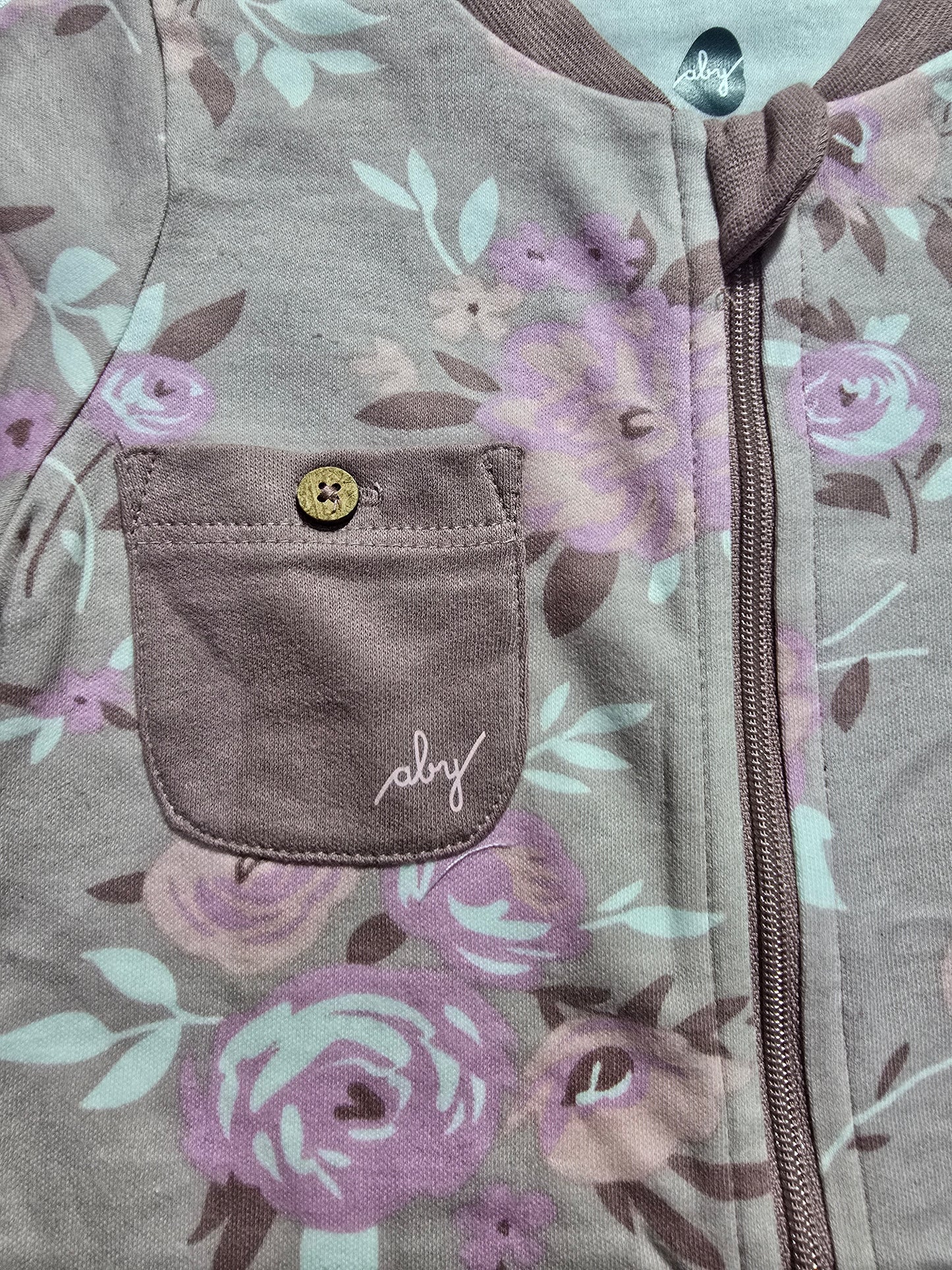 baby's jumpsuit/sleepsuit with shoe - peach rose (Two way zip)