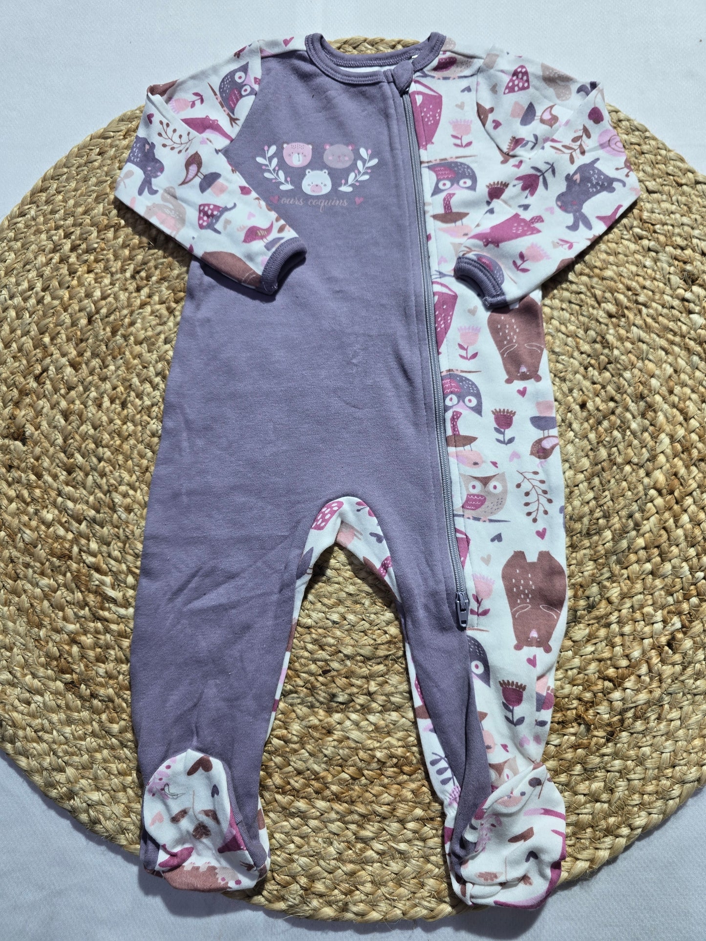 baby's jumpsuit/sleepsuit with shoe -  lav sparrow (Two way zip)