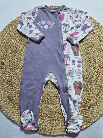 baby's jumpsuit/sleepsuit with shoe -  lav sparrow (Two way zip)