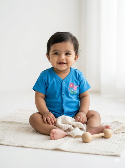 Baby's jabla top - blue blossom