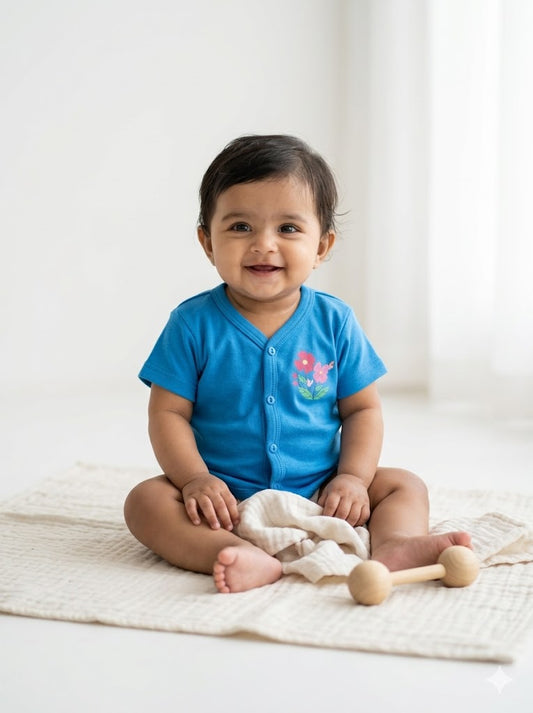 Baby's jabla top - blue blossom