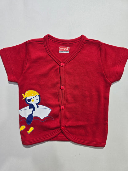 Baby's jabla top - red penquin