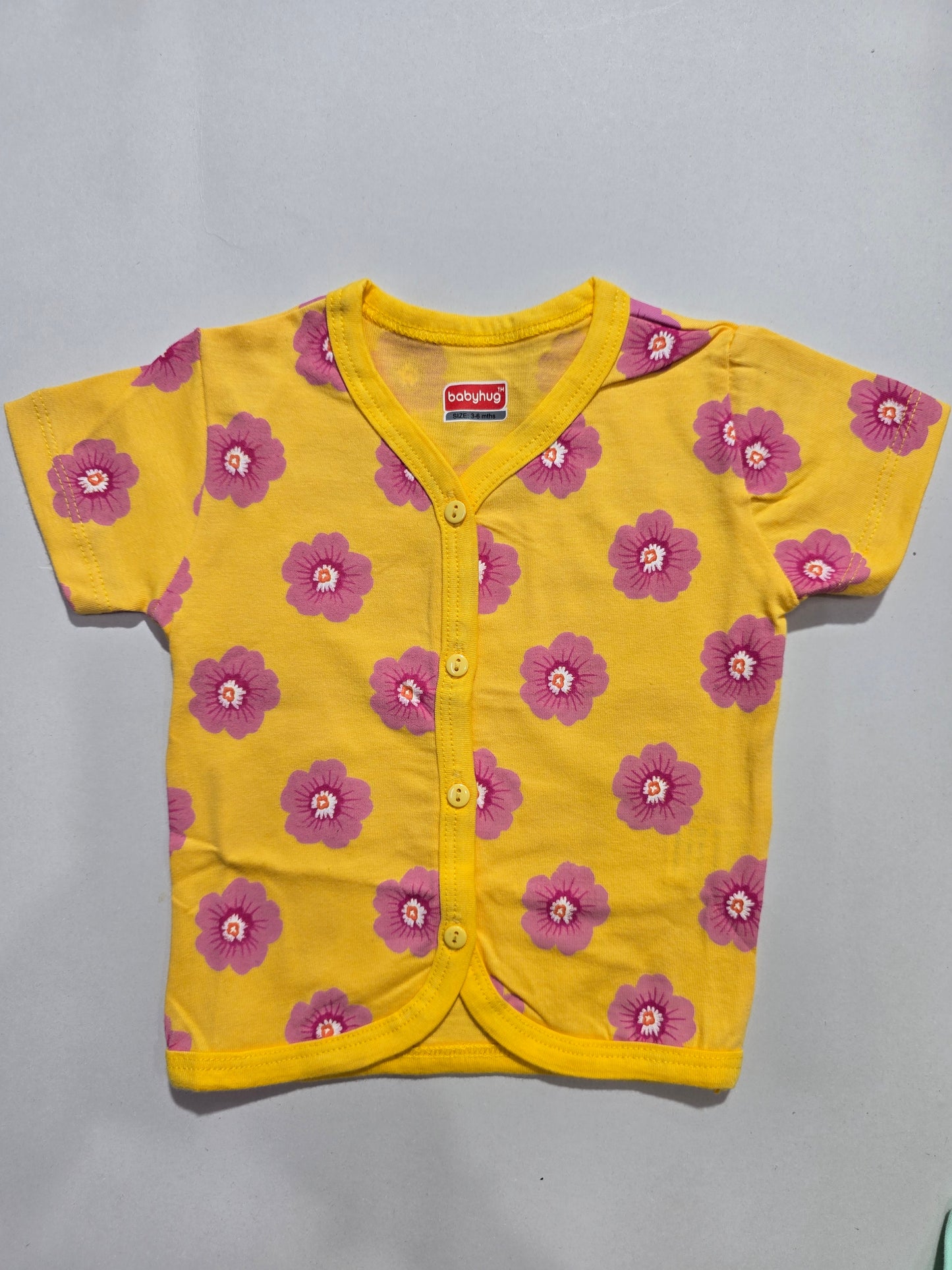 Baby's jabla top - yel pink blossom