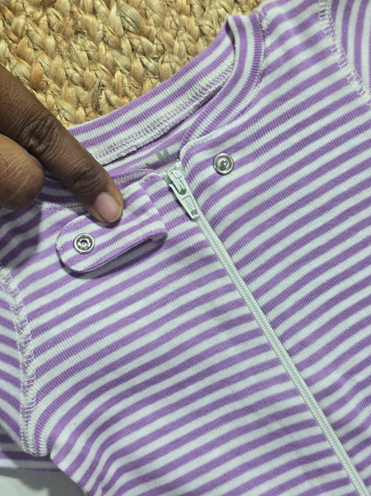 Baby's FS jumpsuit with shoe - stripe purple