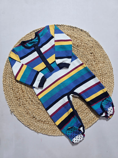 Baby's FS jumpsuit with shoe -  navy stripe all