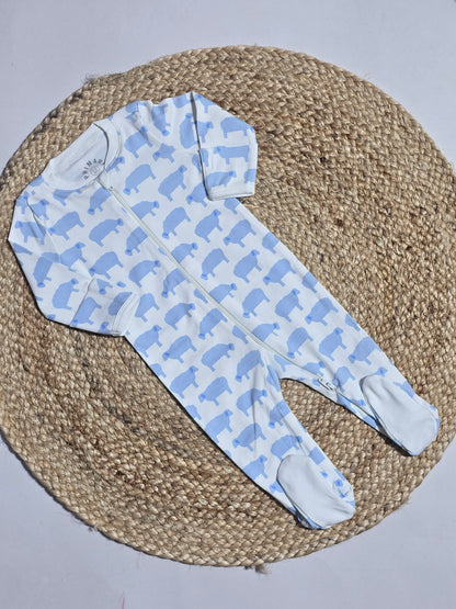 Baby's two way FS jumpsuit with shoe - blue sheep