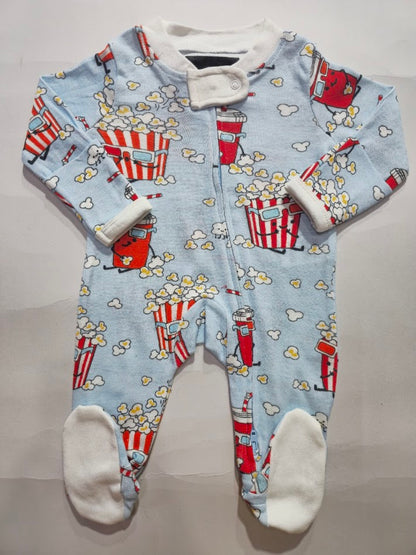 Baby's jumpsuit /sleepsuit with shoe - blue pop