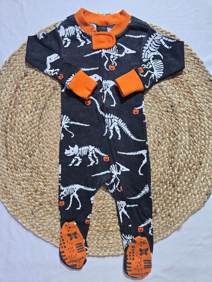 baby's jumpsuit/sleepsuit with shoe - skel dino