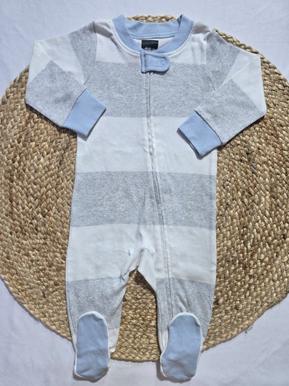 baby's jumpsuit/sleepsuit with shoe - white stripes