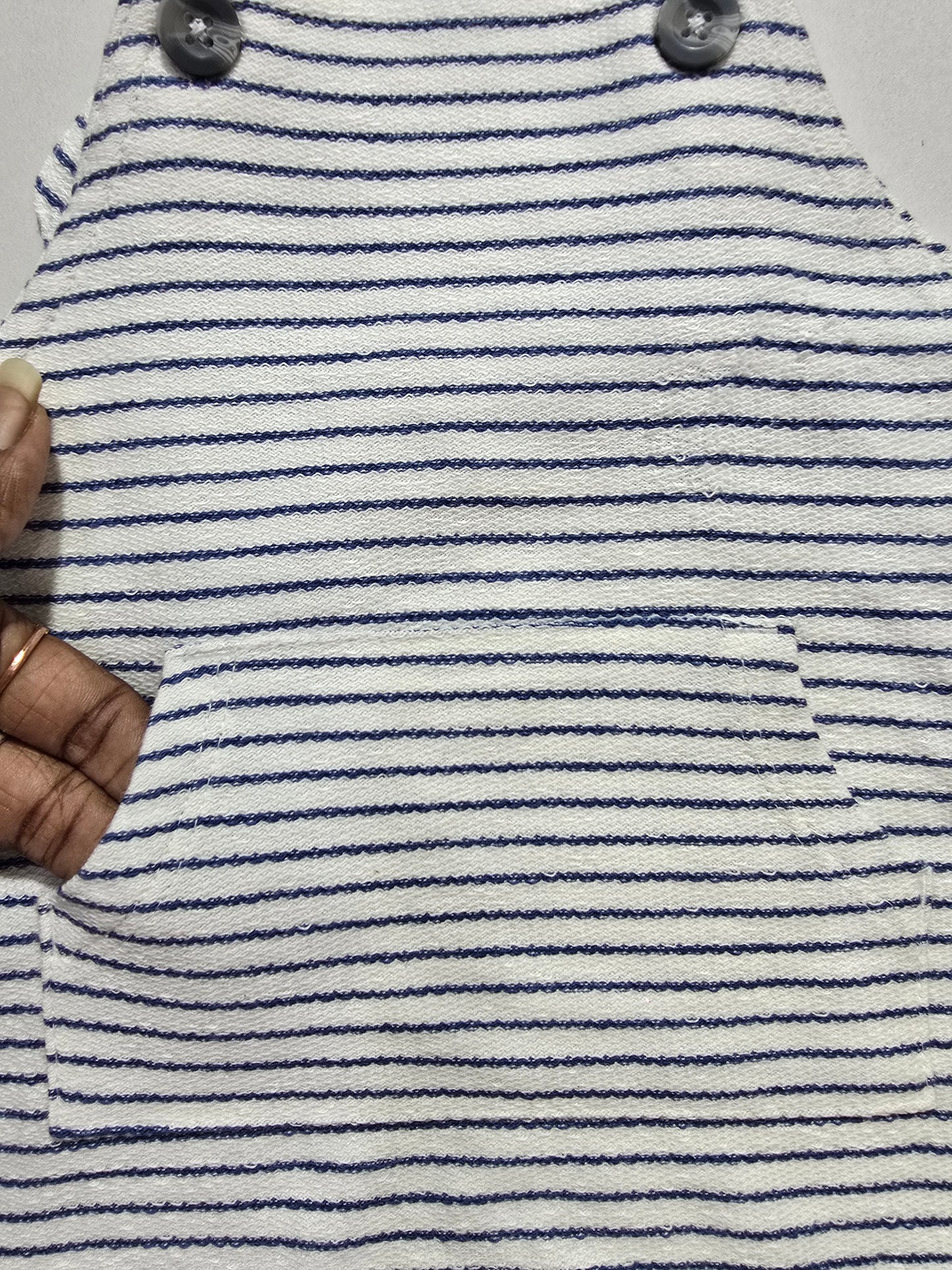 Baby's LS half jumpsuit - nevy stripes