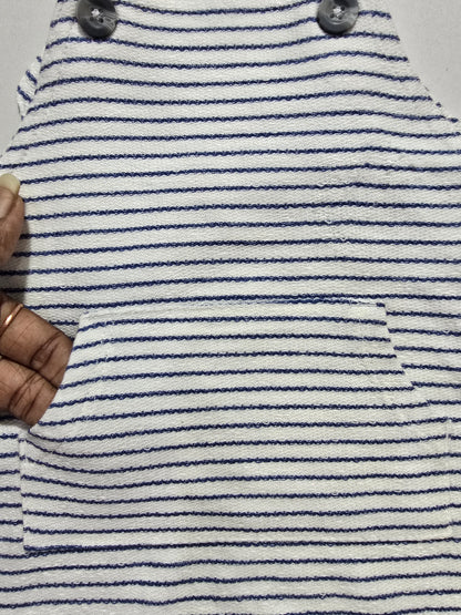 Baby's LS half jumpsuit - nevy stripes