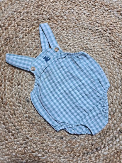 Baby's LS rompers - blue checks