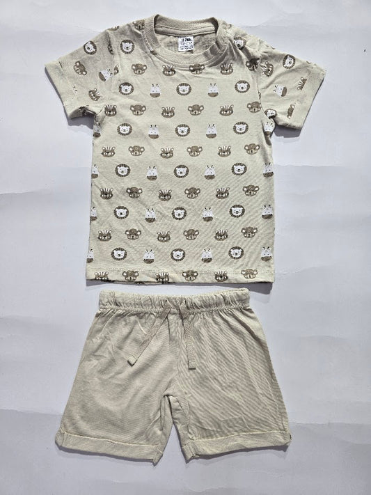 Baby's shorts set - brown animal