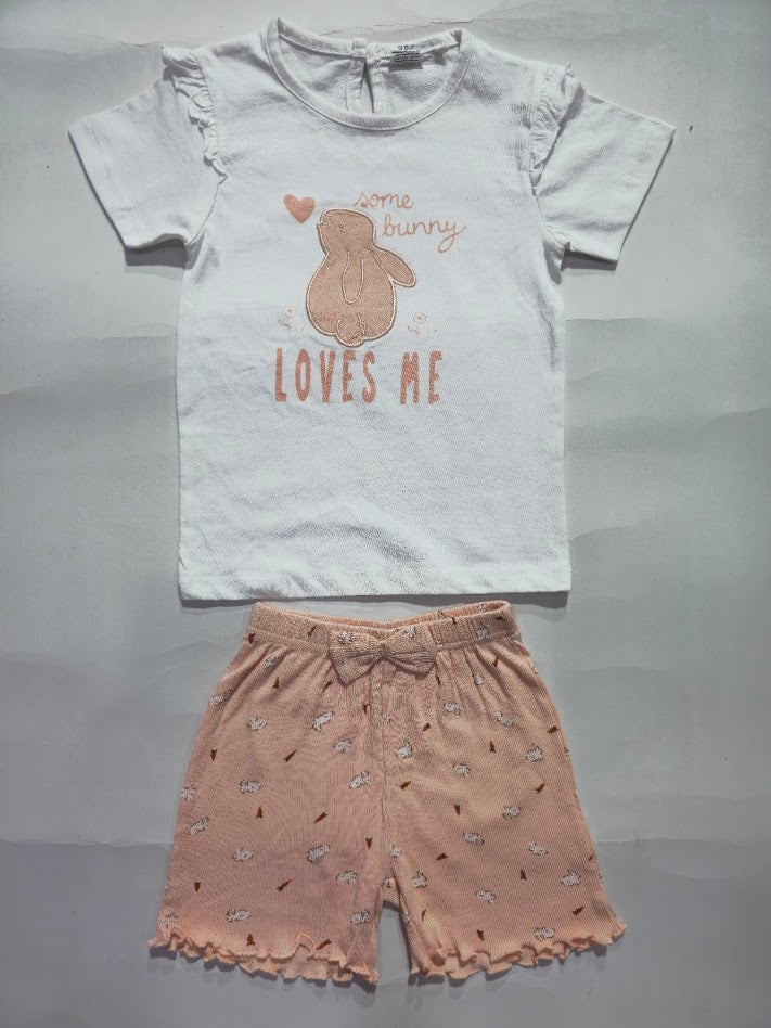 Baby's shorts set - pink bunny