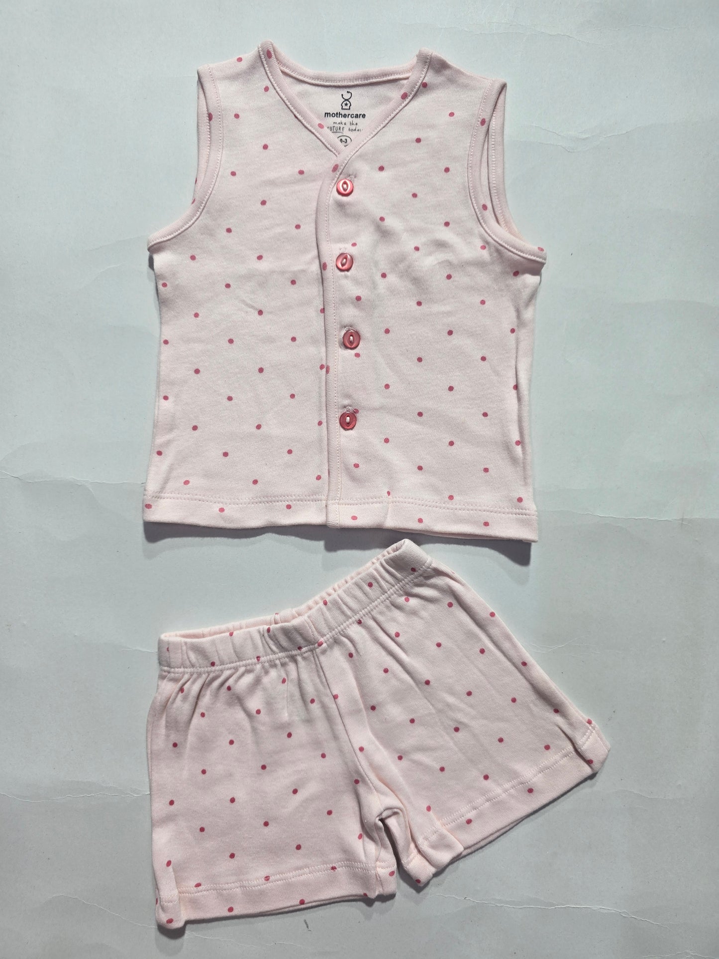 Baby's jabla LS shorts set - pink dots