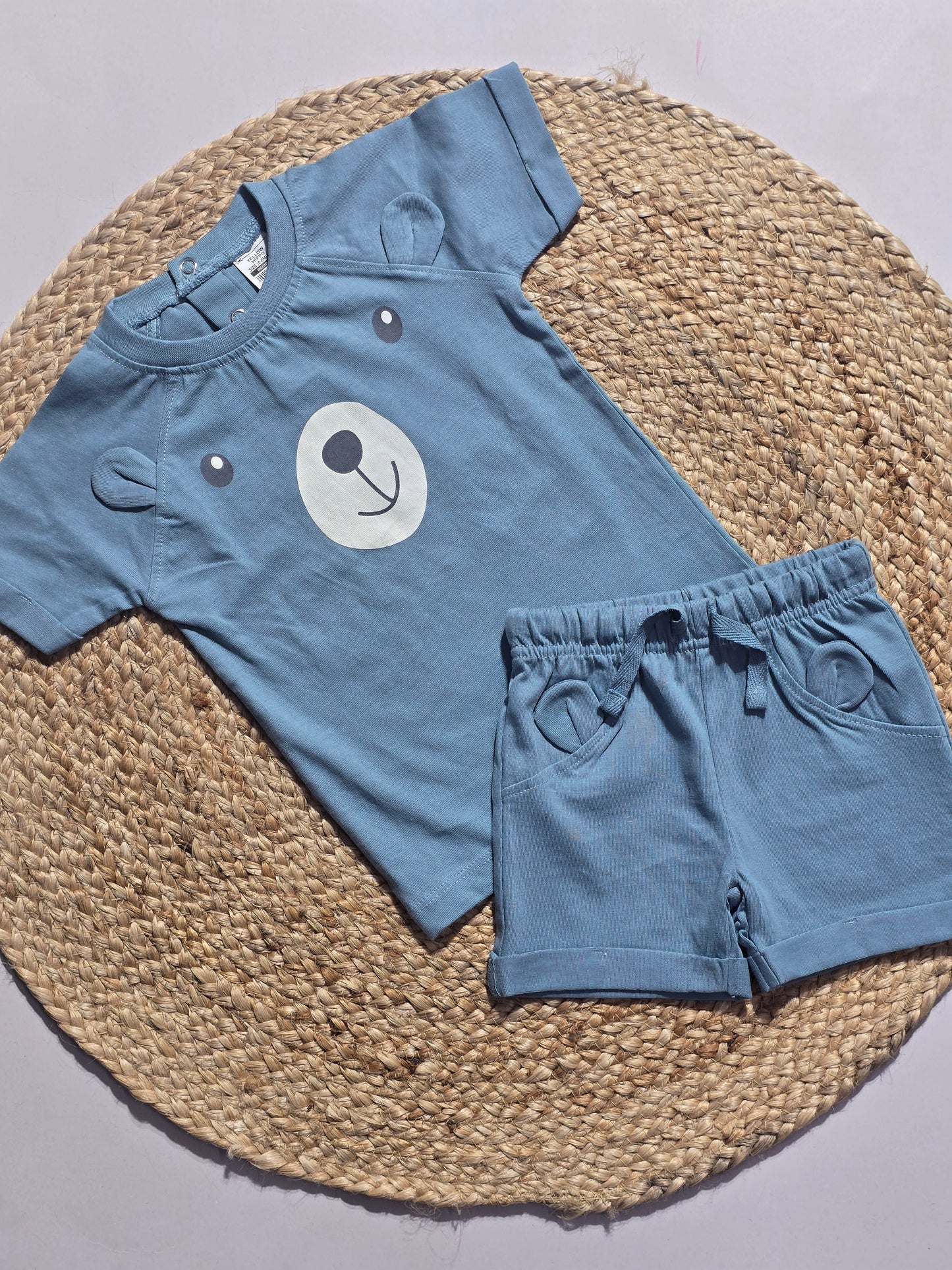 Baby's shorts set - blue bear