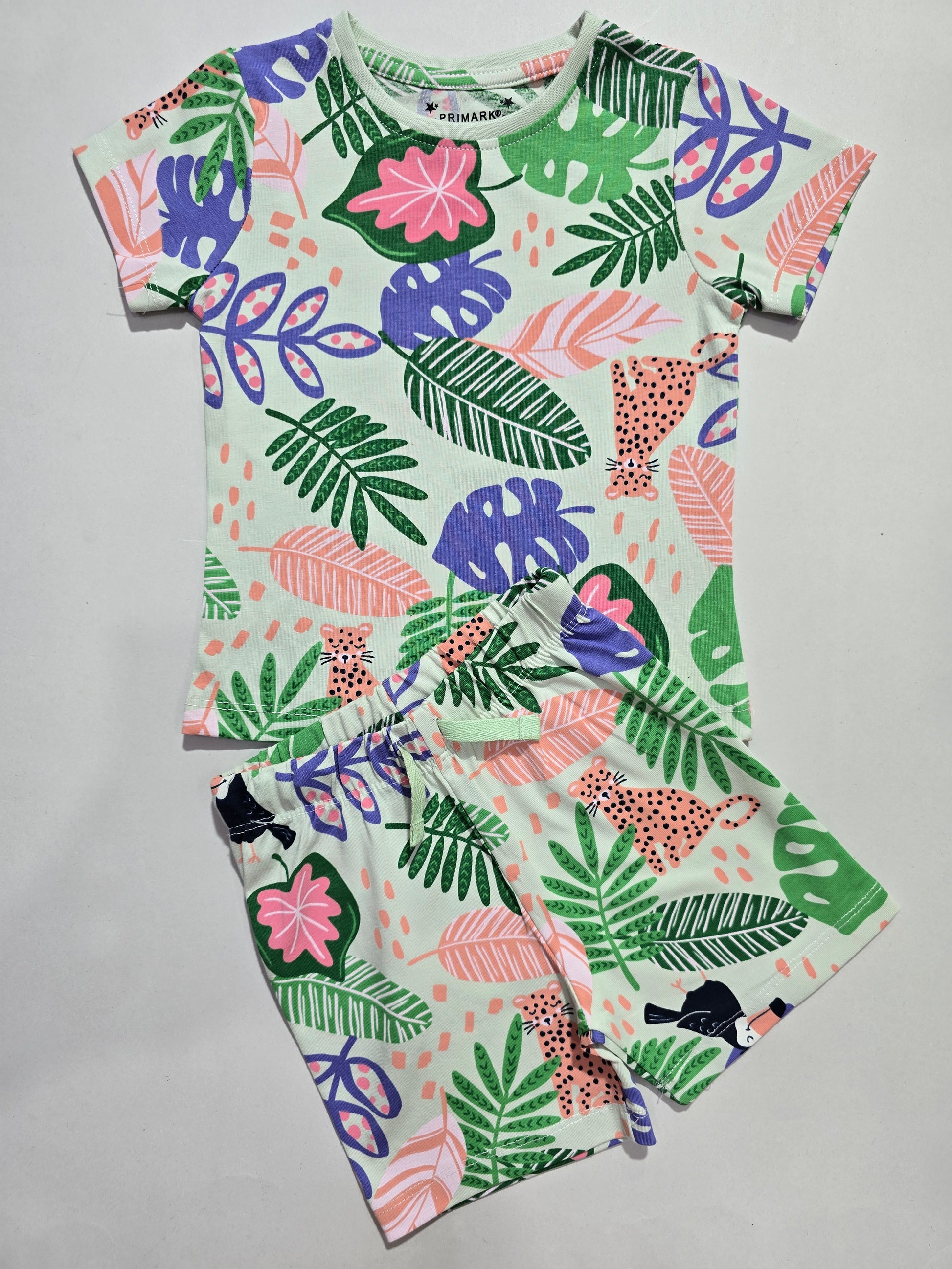 Soft cotton baby boys shorts set with leaf print