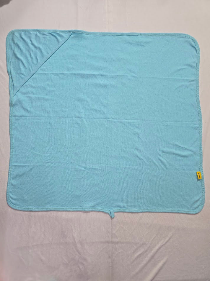 Baby's Hooded blanket with 2 caps - blue