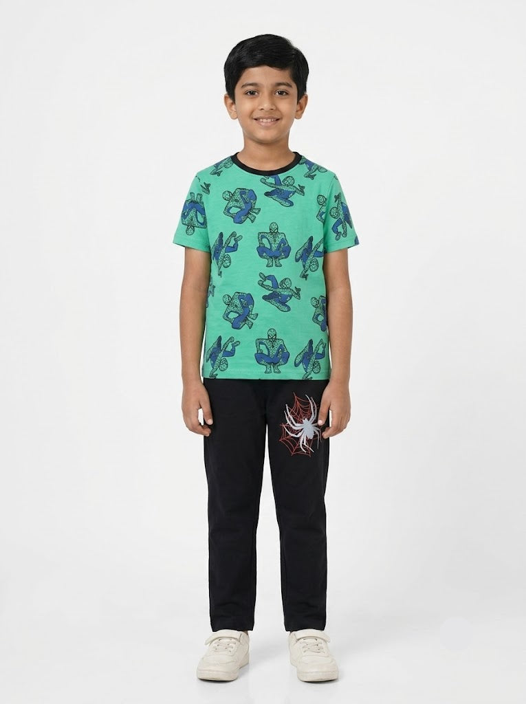 boy's pant set - blue spider