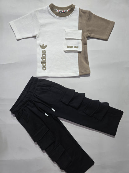 Boy's cargo pant set - l.brown
