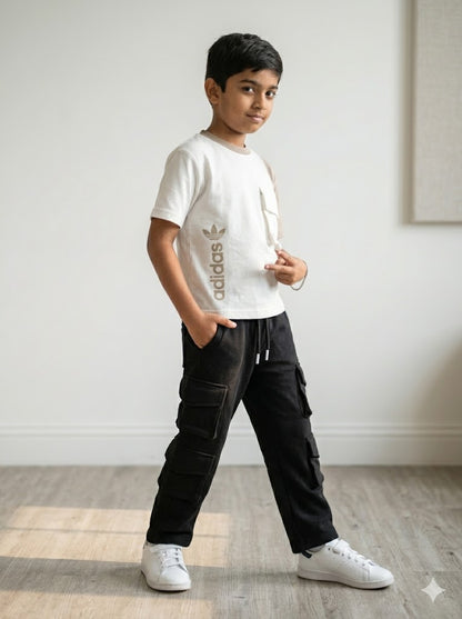 Boy's cargo pant set - l.brown