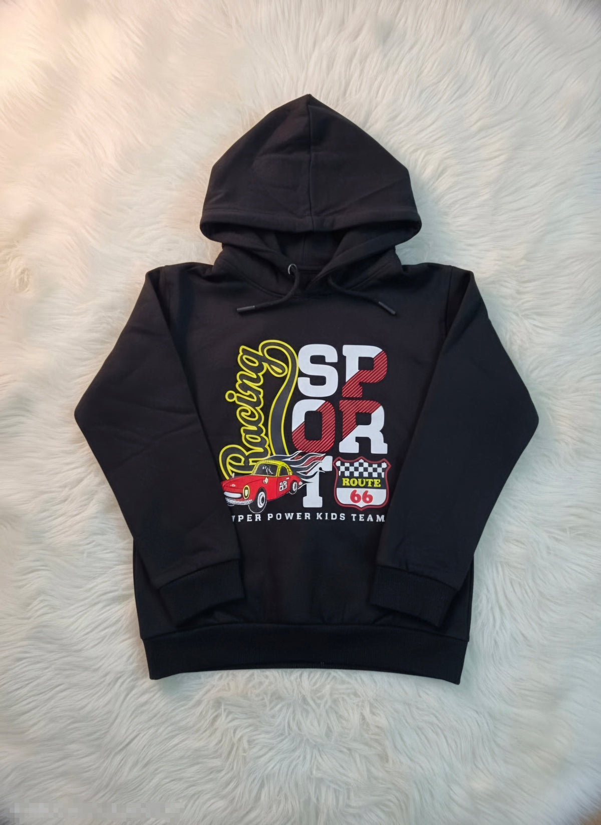 Boy's loop knit hoodie - black car