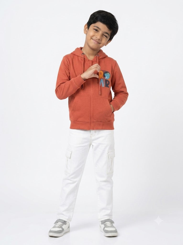Boy's loop knit hoodie - orange