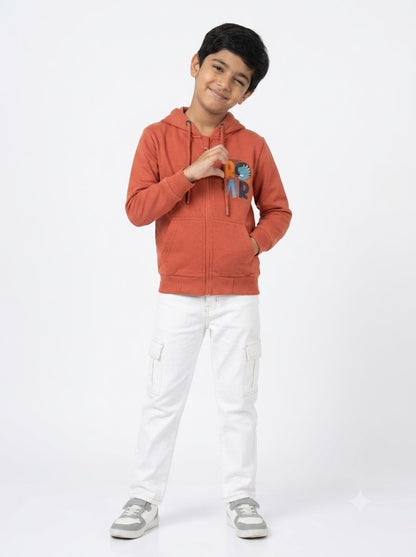 Boy's loop knit hoodie - orange
