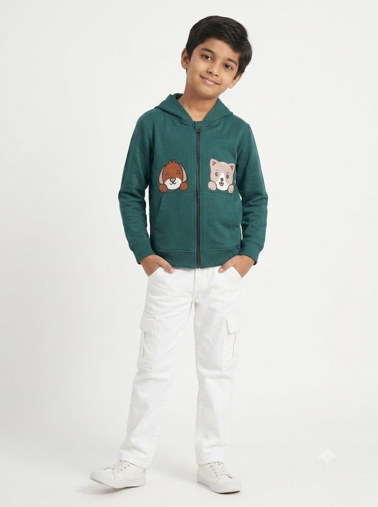 Boy's loop knit hoodie - green