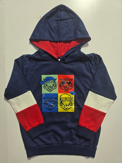 Boy's loop knit hoodie - tiger