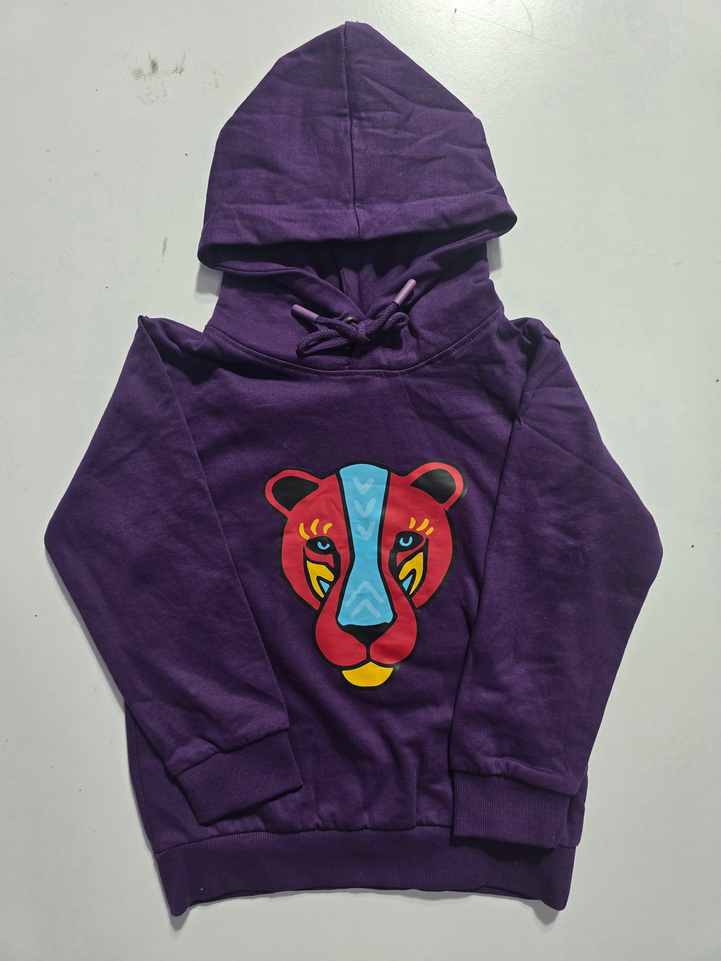 Boy's loop knit hoodie - violet lion