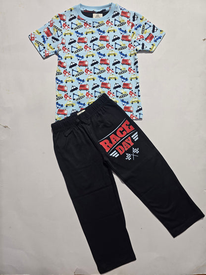 boy's pant set - blue cars
